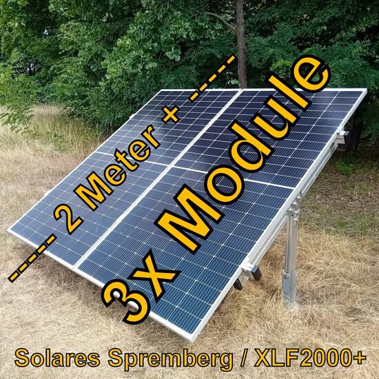 Komplettlösung Freilandanlage XLF2000+/3//20-30 Grad für weichen Untergrund für 3x Module vertikal / hochkant verlegt
